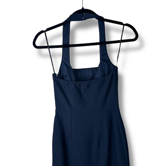 Lulus NWOT Londa Dark Navy Blue Halter Neck Trumpet Bodycon Knit Midi Dress XS - Picture 8 of 10